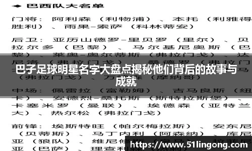 巴子足球明星名字大盘点揭秘他们背后的故事与成就